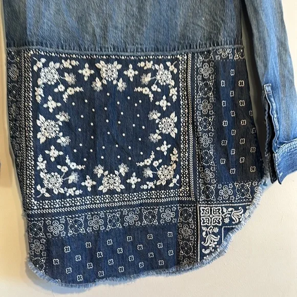 Free People Women’s Embroidered Denim Duster - Picture 11 of 16